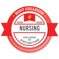 Colleges of Distinction 2025-2026 Best Colleges Nursing badge.